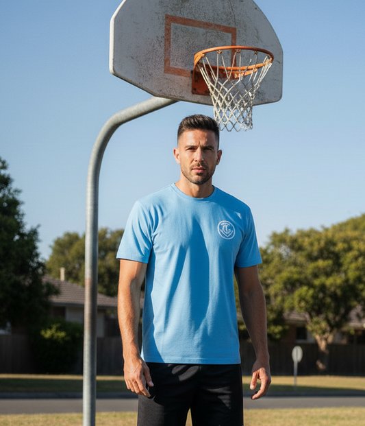 Premium T-Shirt VEITS-Basketball hellblau (Marke Joma)