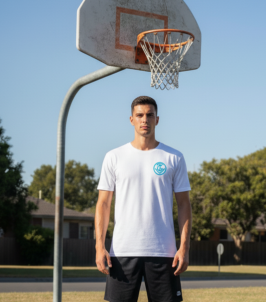 Premium T-Shirt VEITS-Basketball weiß (Marke Joma)