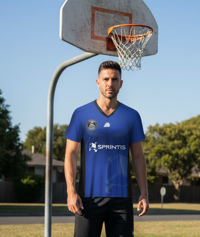 Shootingshirt VEITS blau, mit Name individualisiert