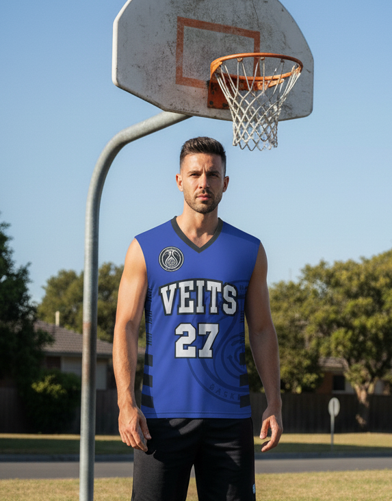 Originaltrikot VEITS blau, mit Name individualisiert